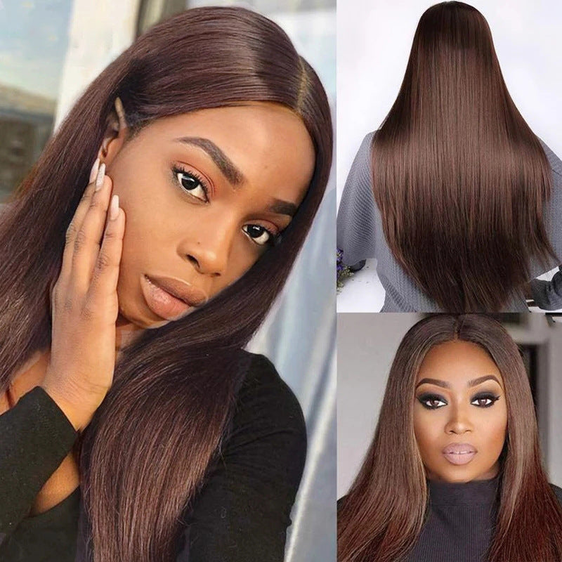 Straight Brown Lace Closure Human Hair Wigs