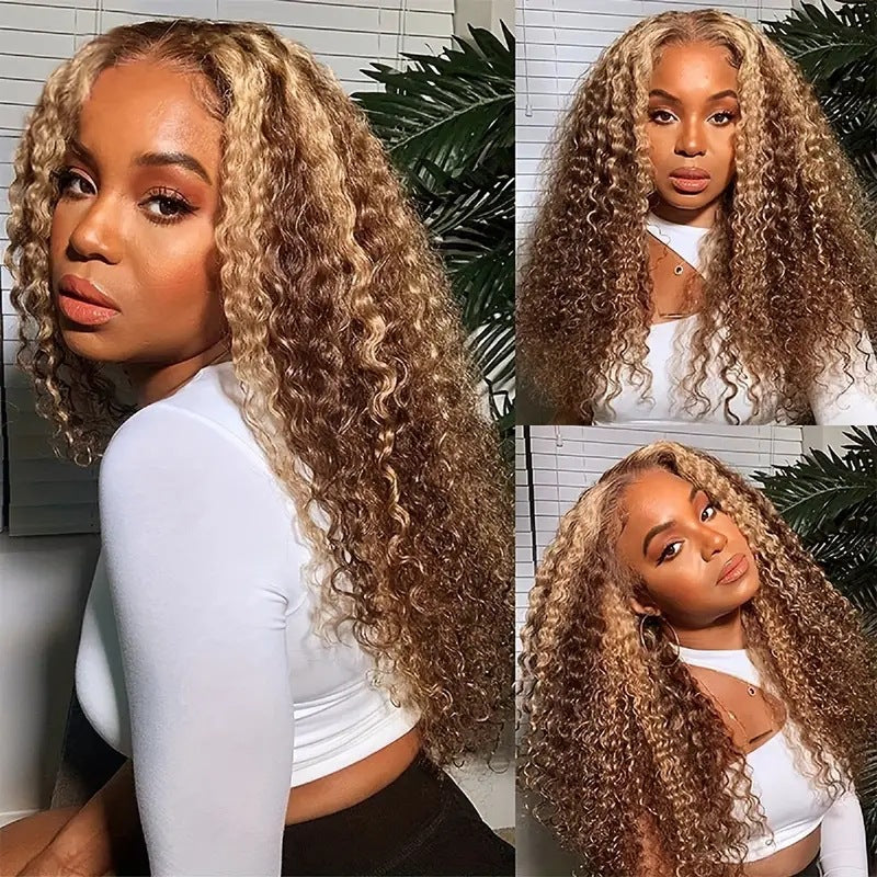 Volume Highlight Gradient Long Curly Hair Wigs