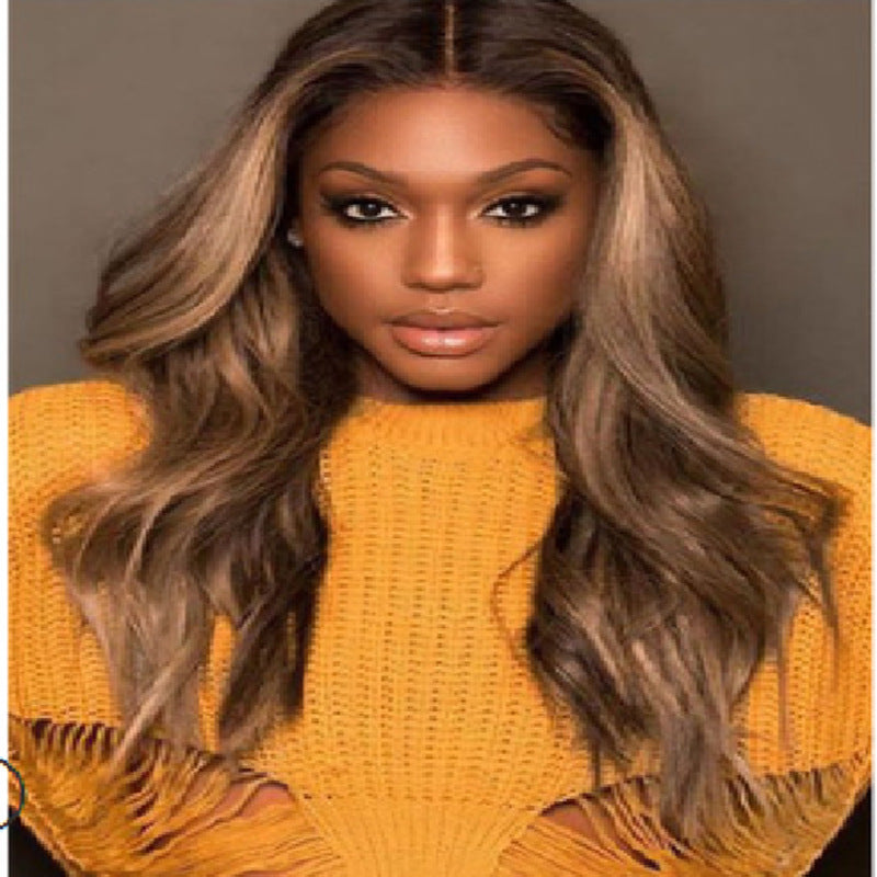 Mid-length Curly Hair Brown Gradient Wigs