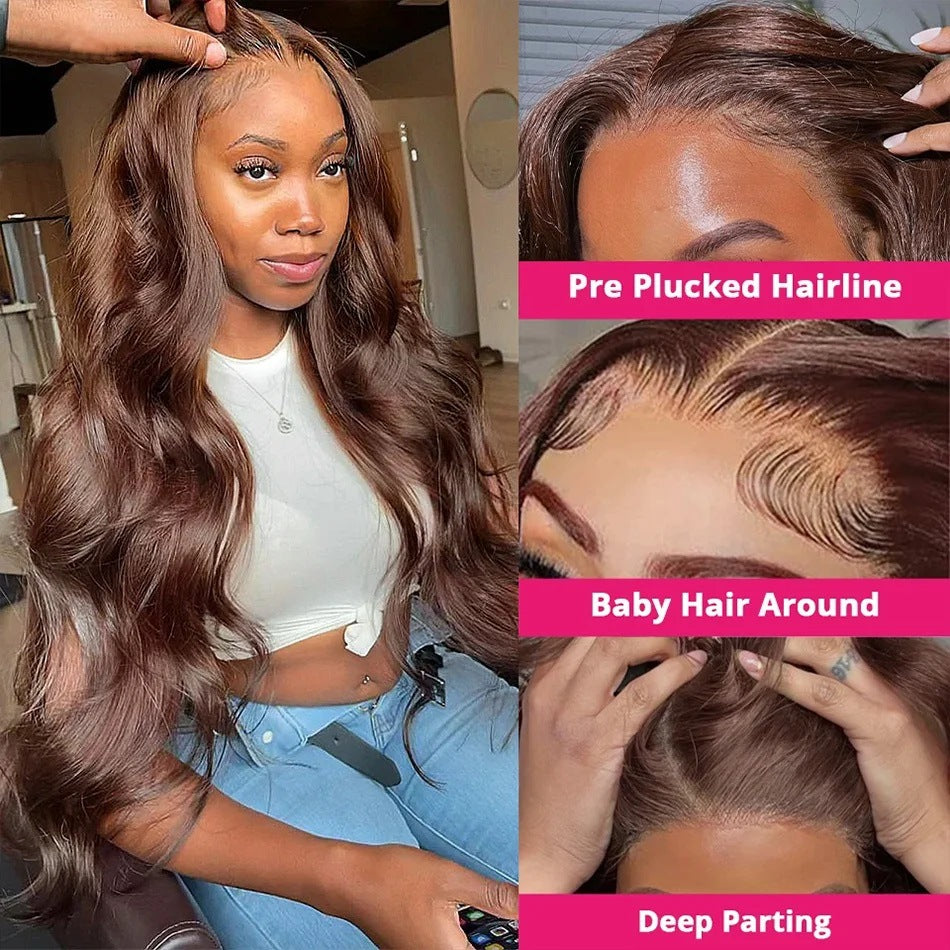 Wavy Brown Lace Front Hair Human Wigs