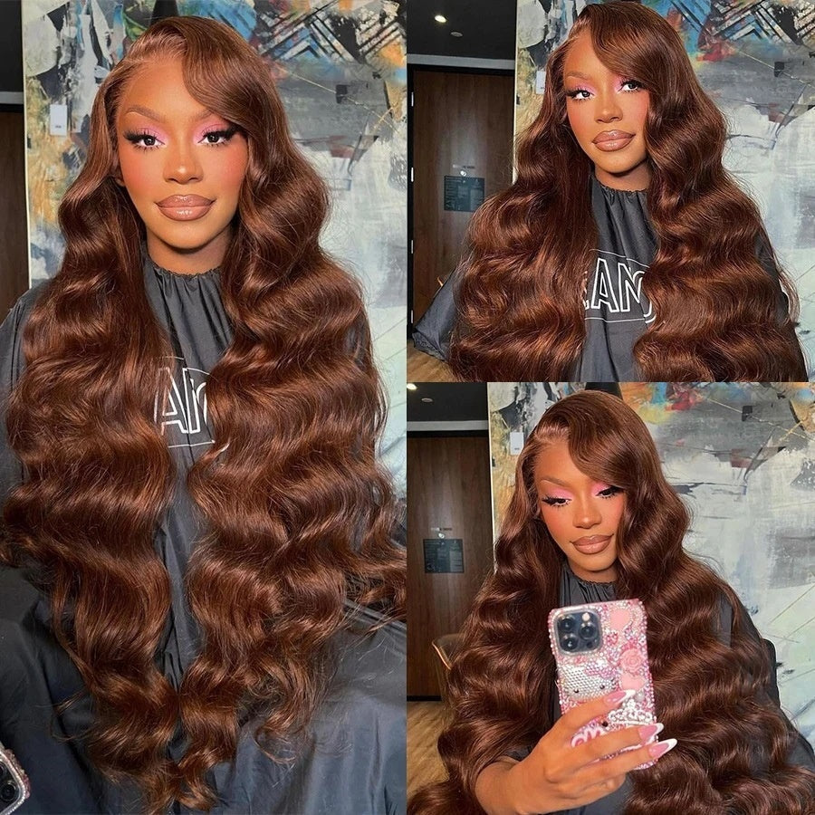 Wavy Brown Lace Front Hair Human Wigs