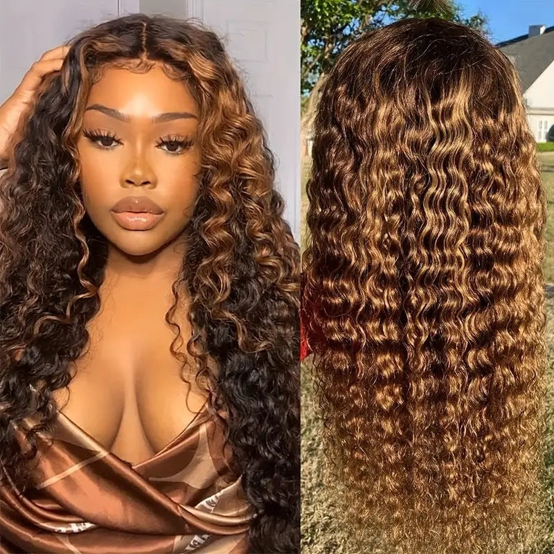 Volume Highlight Gradient Long Curly Hair Wigs