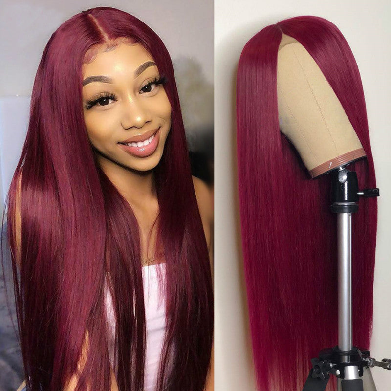 Long Straight Hair Wine Red Wigs