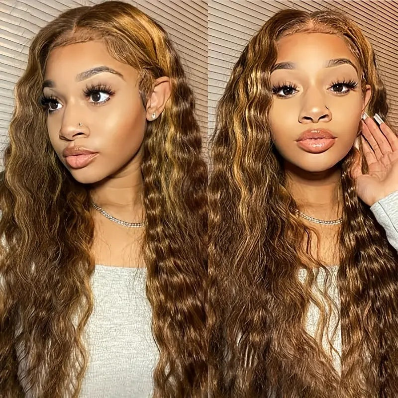 Volume Highlight Gradient Long Curly Hair Wigs