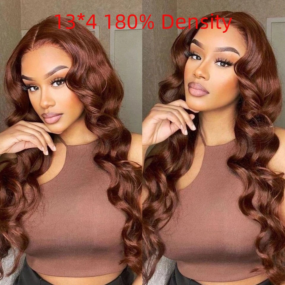 Wavy Brown Lace Front Hair Human Wigs