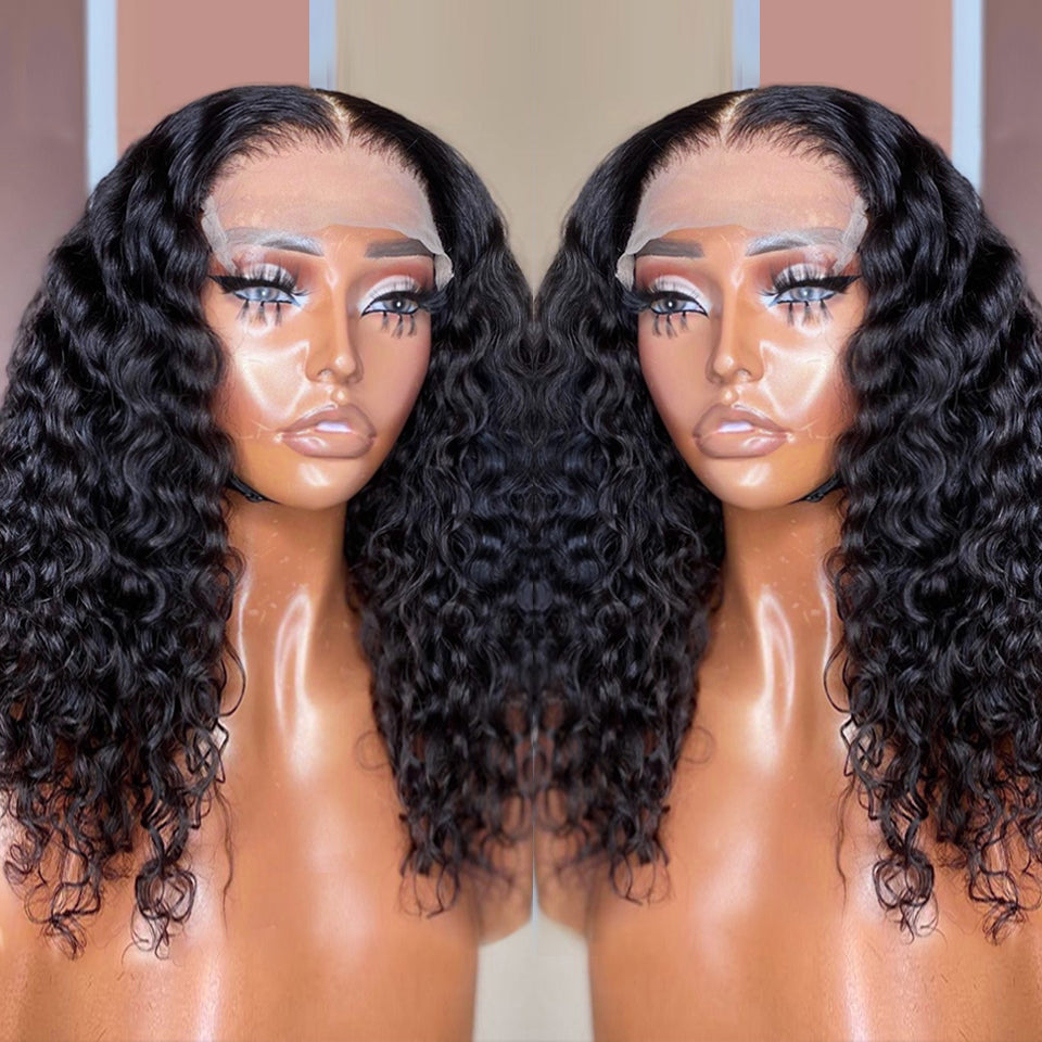Deep Water Wave Lace Frontal Curly Hair Wigs