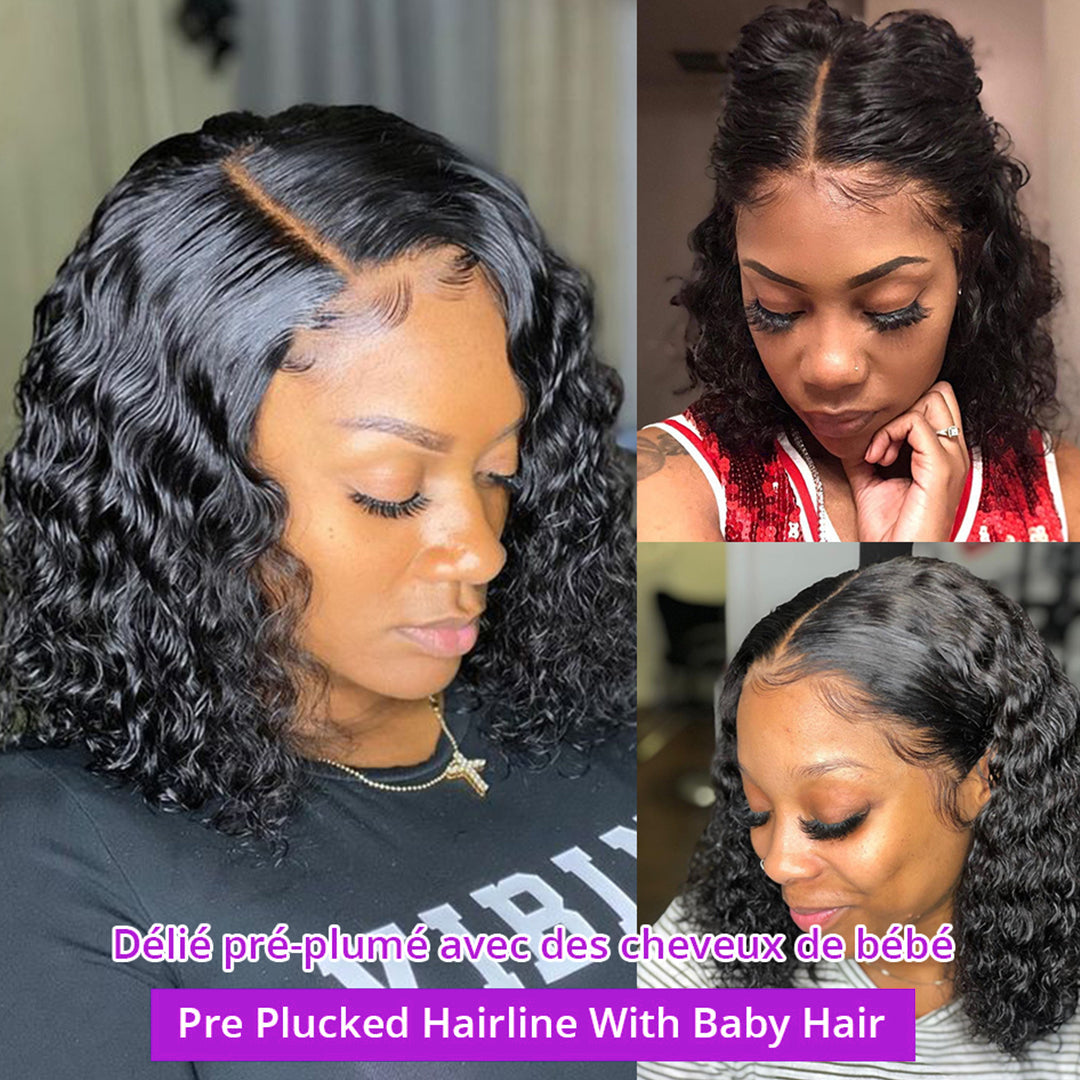 Deep Water Wave Lace Frontal Curly Hair Wigs